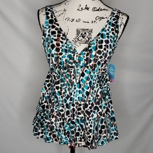 Swim Solutions Tiered Tankini Top w/ Bust Support